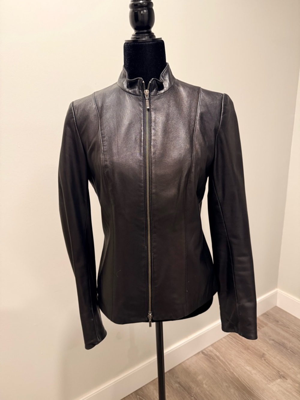 Danier Black Leather Zip-Front Women's Vintage Jacket